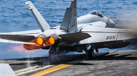 F-18 Super Hornet landing on an aircraft carrier