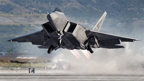 F-22 Raptor Taking Off at Night