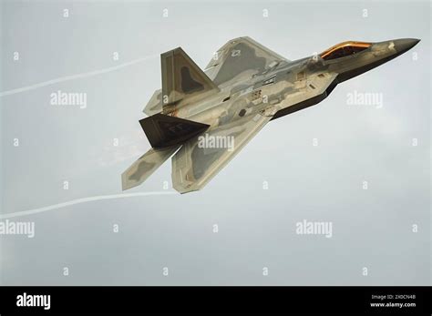 F-22 Raptor performing a high-speed pass