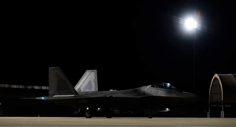 F-22 Raptor during a night flight