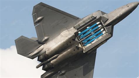 F-22 Raptor with loaded munitions