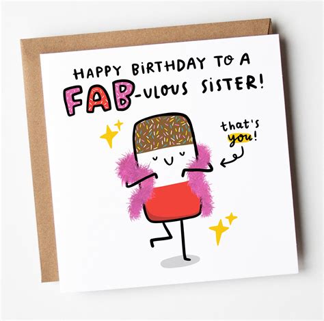 fabulous sister birthday card