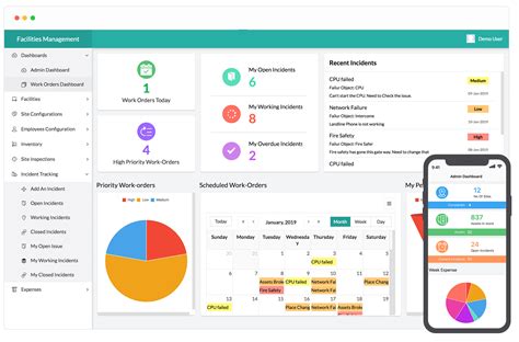 Facilities management software interface