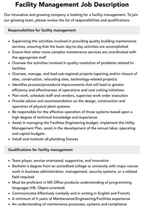 Facilities Manager Job Role and Responsibilities Explained