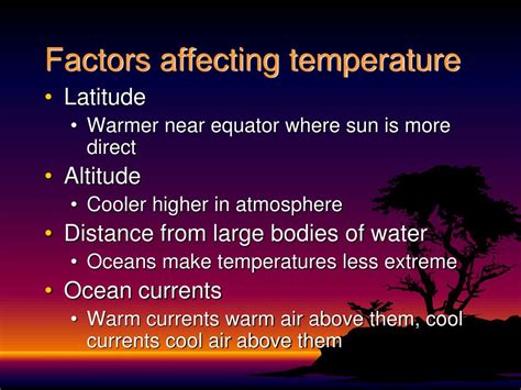 Factors Affecting Temperature Regulation