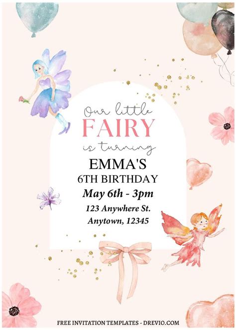 Fairy Birthday Invitation Template 5