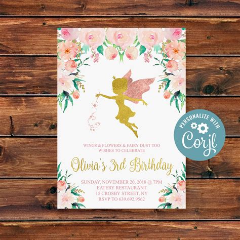 Fairy Birthday Invitation Template 1