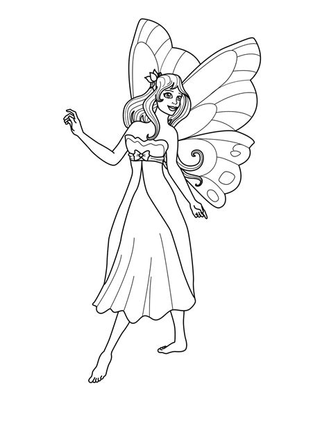 Fairy coloring page with fairy and butterfly