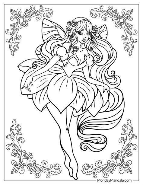 Fairy coloring pages with magic