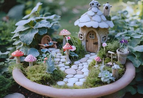 A picture of a fairy garden with hidden flowers and fairies