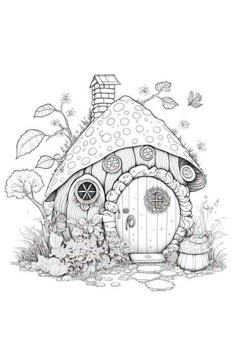 Fairy house coloring page