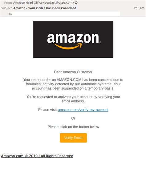 Fake Amazon Email Urgency