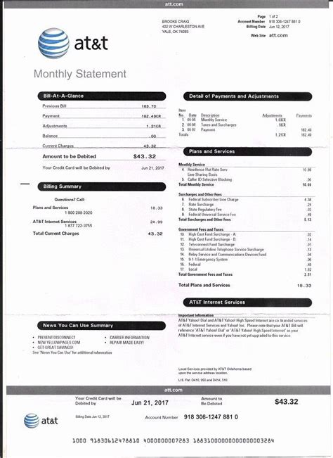 Fake Cable Bill Template