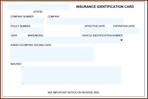 Fake Car Insurance Card Template 1