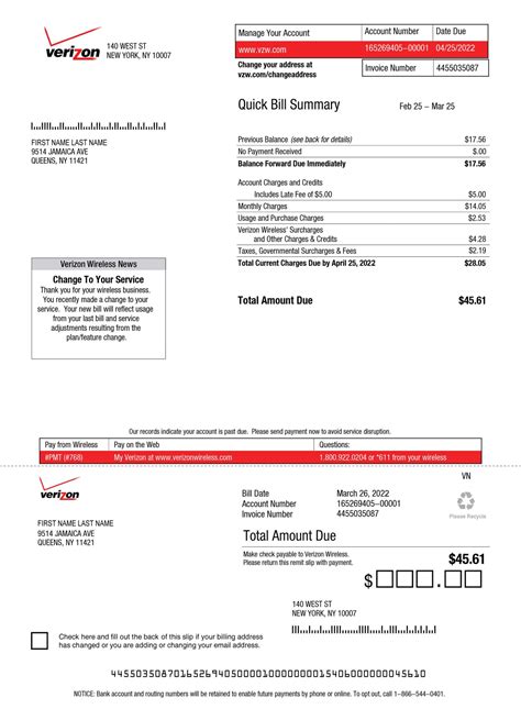 Fake Cell Phone Bill Template Design