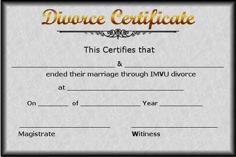 Example of a Fake Divorce Certificate Template