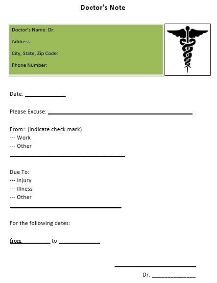 Fake Doctor Note Template Download