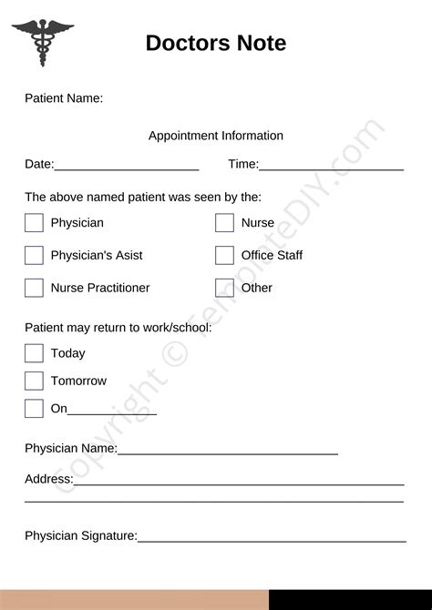 Fake Doctor Note Template Printable