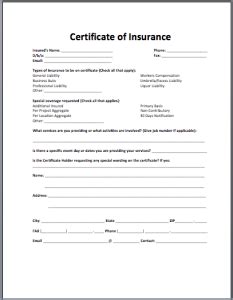 Fake Insurance Certificate Template Format