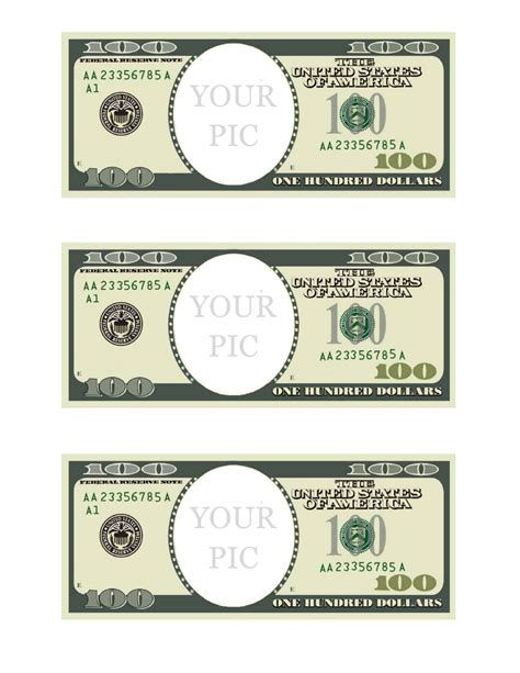 Fake money template for theater and film