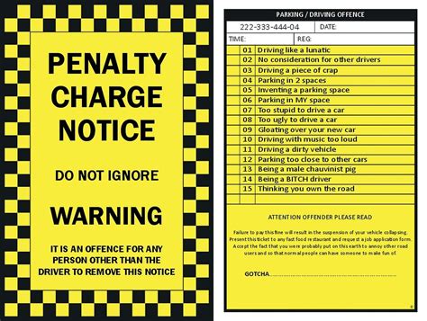 Fake Parking Ticket Template