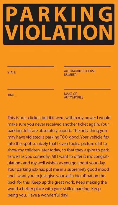 Fake parking ticket template