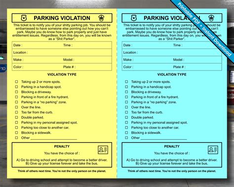 Fake parking ticket template 4