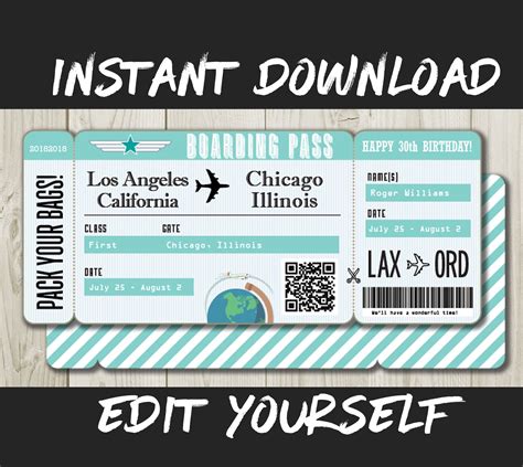 Fake Plane Ticket Template Example 2