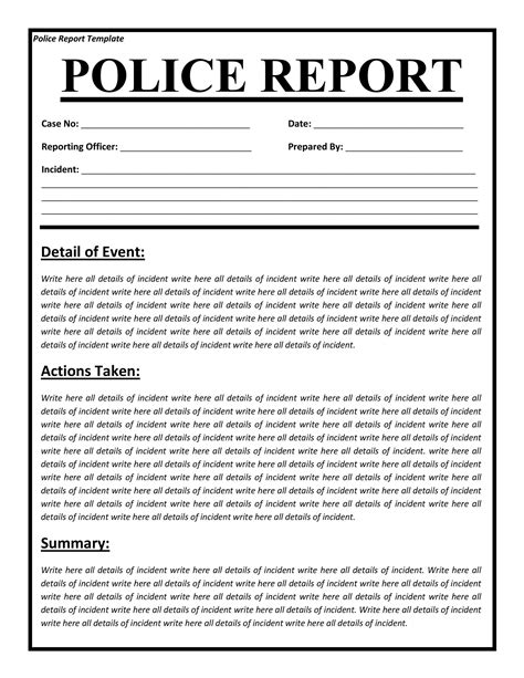 Fake Police Report Template 5