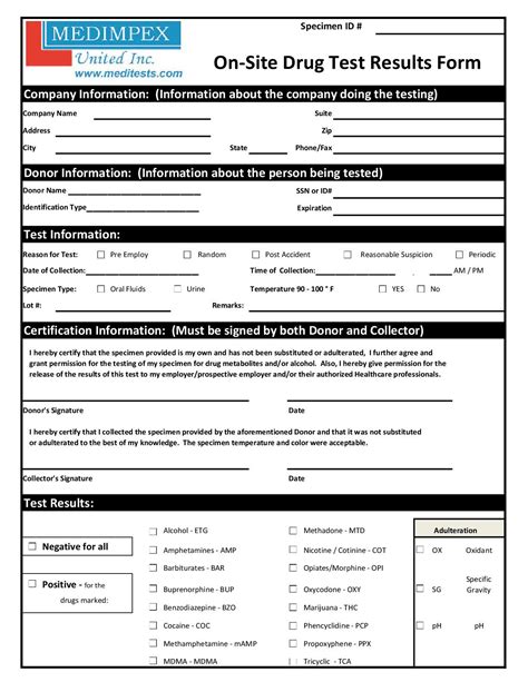 Fake Urine Test Results Templates