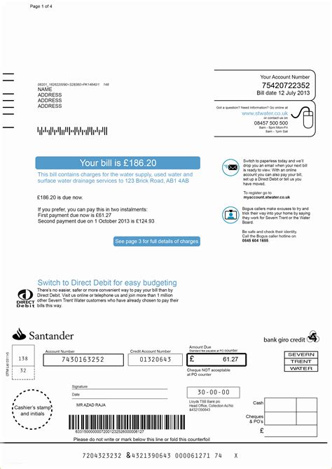 Fake Water Bill Template