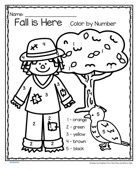 Fall color by number printable activities for kids