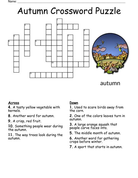 Fall Crossword Puzzle for Adults