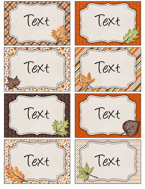 Fall cubby tags template