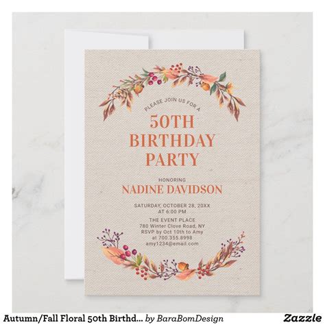 Fall florals birthday invitation template