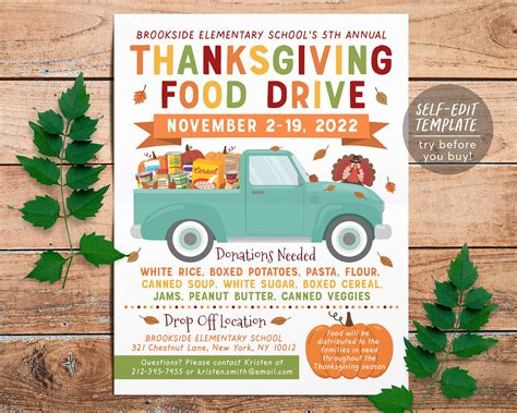 Fall Food Drive Flyer Template