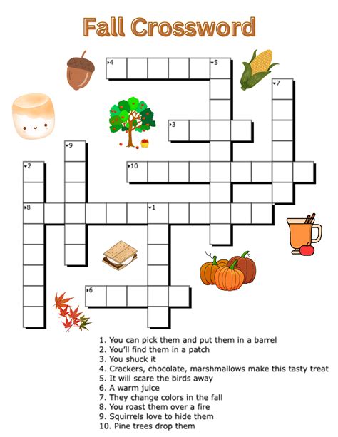 Fall harvest crossword puzzle