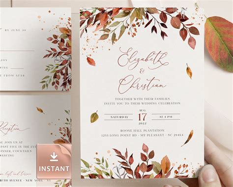 Fall Wedding Invitation Template