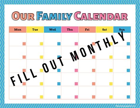 Family Calendar Template Example