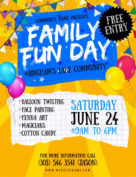 Family Fun Day Flyer with a Schedule