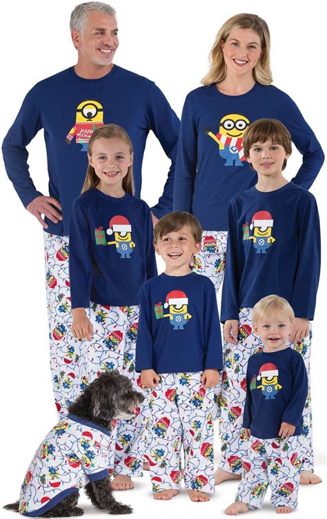 Family in festive holiday pajamas for a portrait