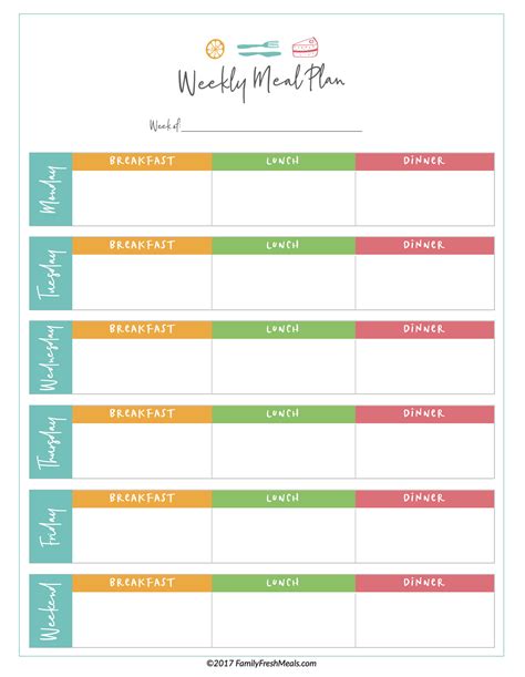 Family Meal Plan Template