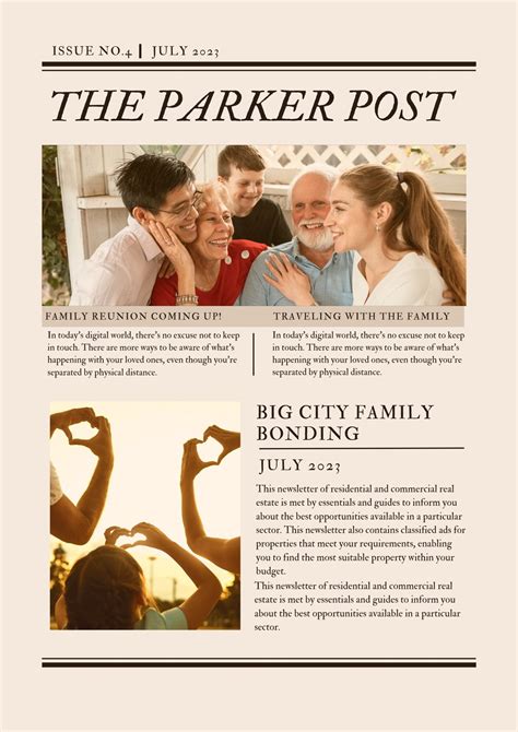 Family Reunion Newsletter Idea 1