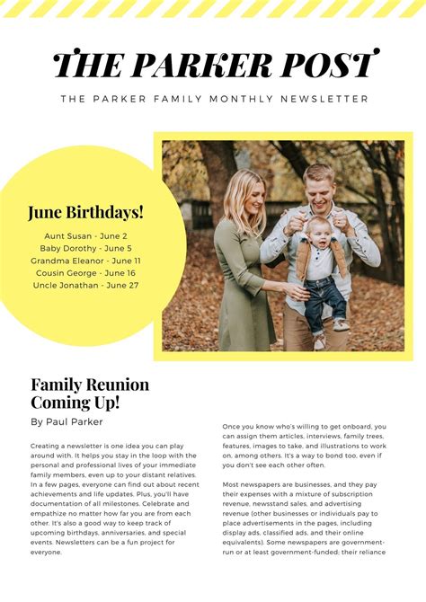 Family Reunion Newsletter Idea 10