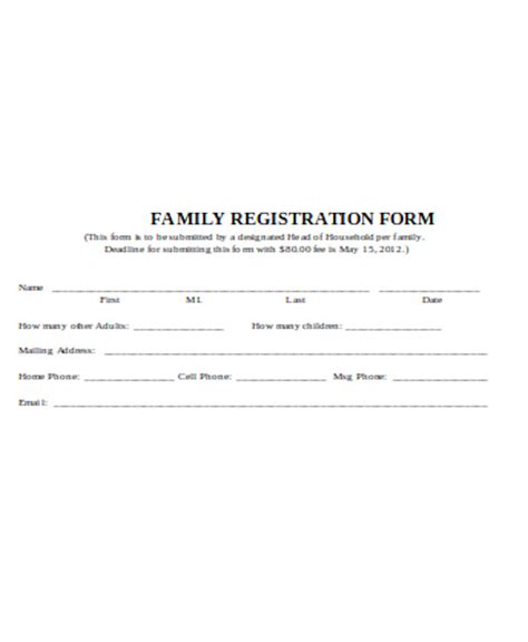 Family Reunion Registration Form Design