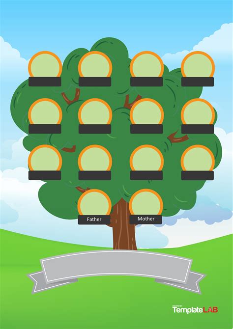 A tree-based family tree template with a natural design