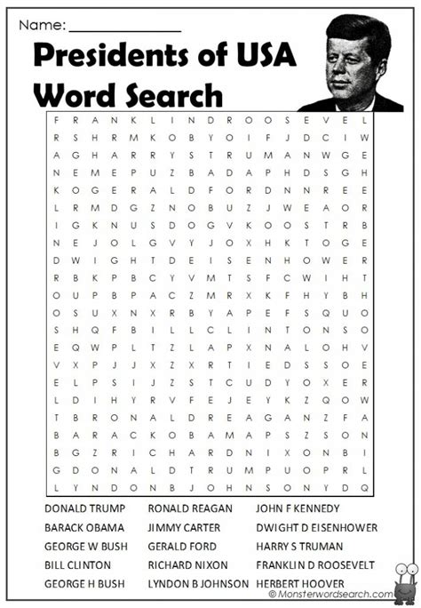 Famous Presidents Word Search Printable 8