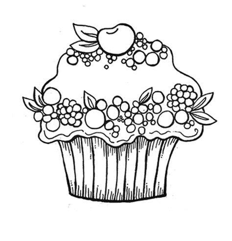 Fancy cupcake coloring page for kids