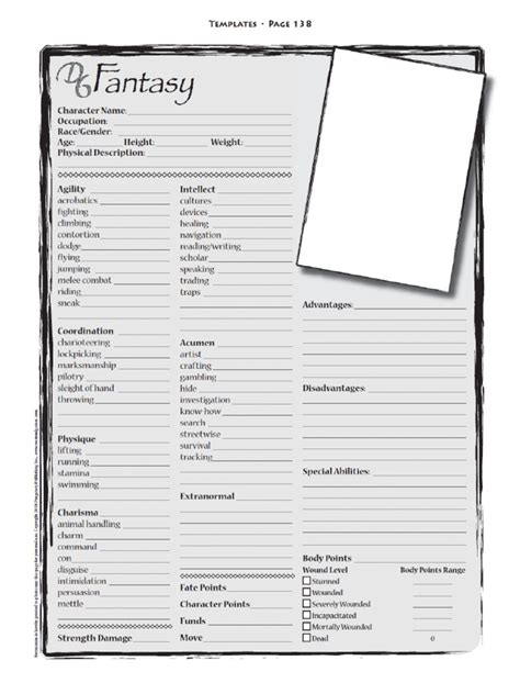 Fantasy Character Sheet Template