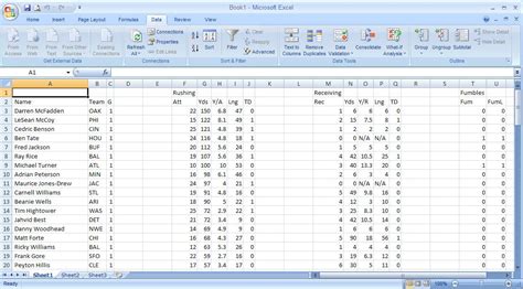 Fantasy Football Data Excel Import